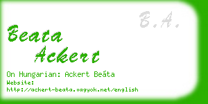 beata ackert business card